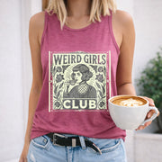 WEIRD Letters & Cartoon Patterns Vest Women's Color Cotton Tank Top in Red