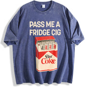 Pass Me A Fridge Cig Diet Coke Lover Beverage Humor vintage washed oversized T-shirt in Blue