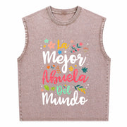 The Best Grandma in the World Vintage Washed Tank Top in Brown
