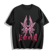 Be Not Afraid: Gothic Angelic Cotton T-Shirt in Black