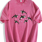 Orca 90s Retro ® Y2k Orcan Ocean Cute Vintage Washed T-Shirt in Red