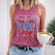Land of the Free Because of the Brave Women's Color Cotton Tank Top in Red