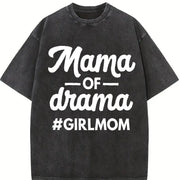 Mama of Drama Mama of Girl Vintage Washed T-Shirt in Black