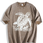 Turtle ® Ocean 90s Vintage Washed T-Shirt in Brown