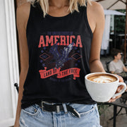 United States of America Since 1776 Women's Color Cotton Tank Top in Black