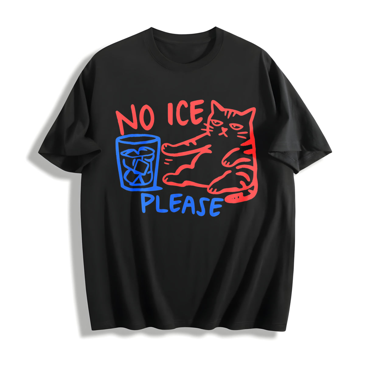 No ICE Please Cat Cotton T-Shirt in Black