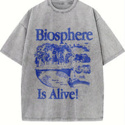 Biosphere Science Retro Biology Nature Vintage Washed T-Shirt in Gray