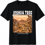 Joshua Tree California Desert Landscape Cotton T-Shirt in Black