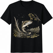 90s Catfish Mountain Cotton T-Shirt in Black