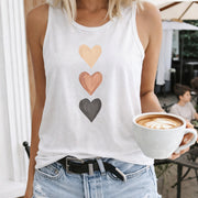 Three Hearts Women's Color Cotton Tank Top in White
