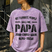 Custom Papa Personalized Grandpa from Grandkids Vintage Washed T-Shirt in Purple