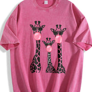 Cool Giraffe Trio Bubblegum vintage washed oversized T-shirt in Red
