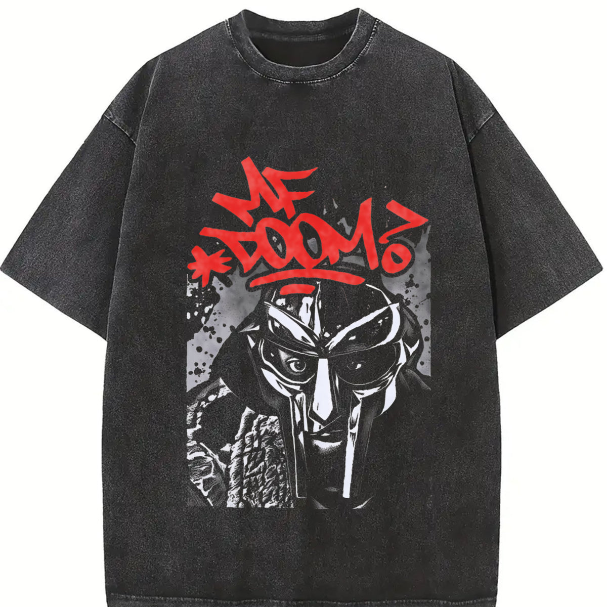 Mf Doom 90s hip hop Rapper Lover vintage washed oversized T-shirt in Black