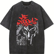 Mf Doom 90s hip hop Rapper Lover vintage washed oversized T-shirt in Black