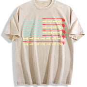 Golfer American Flag Vintage Washed T-Shirt in Beige