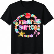 Kindergarten Friendship Bracelet: Girls First Day Of Cotton T-Shirt in Black