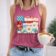 Land of the Free Because of the Brave Fourth of July Women's Color Cotton Tank Top in Red