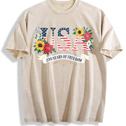 250th Anniversary United States Flowers Vintage Washed T-Shirt in Beige