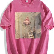 Glam Doll on a Ladder Vintage Washed T-Shirt in Red