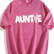 Auntie Skeleton New Aunt Vintage Washed T-Shirt in Red