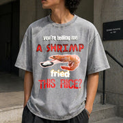 Shrimp Fried Rice Meme Vintage Washed T-Shirt in Gray