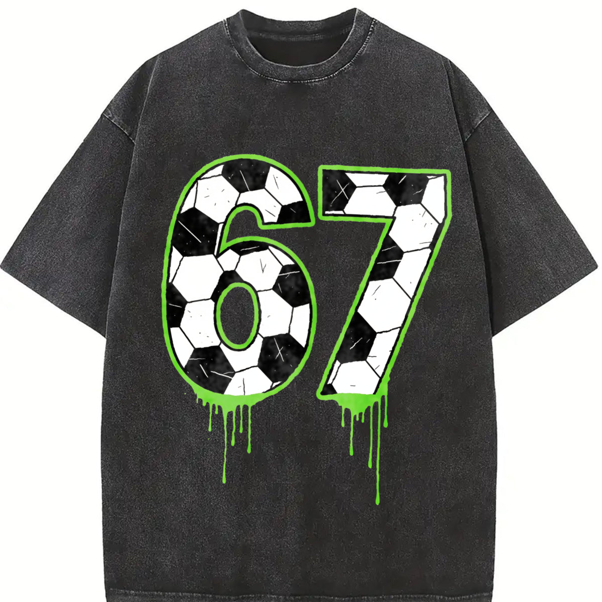 67 Soccer Vintage Washed T-Shirt in Black