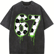 67 Soccer Vintage Washed T-Shirt in Black