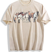 Western Horse Vintage Washed T-Shirt in Beige