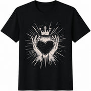 Distressed Claddagh Cotton T-Shirt in Black