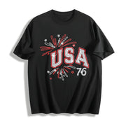 USA Rhinestone: Patriotic Bling Cotton T-Shirt in Black