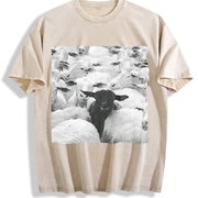 Thick Retro Vintage Washed T-Shirt in Beige