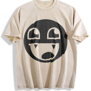 Epic Face Vampire Vintage Washed T-Shirt in Beige