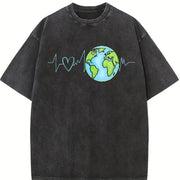 World Heartbeat Vintage Washed T-Shirt in Black