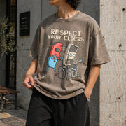 Respect Your Elders Vintage Washed T-Shirt in Brown