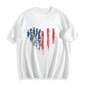 Patriotic Jet Heart Cotton T-Shirt in White
