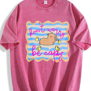 Don't Worry Be Capy Vintage Washed T-Shirt in Red