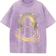 Retro Astronaut in the Space Vintage Washed T-Shirt in Purple