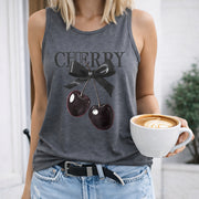 Fashionable Tank with a V-neck Women's Color Cotton Tank Top in Gray