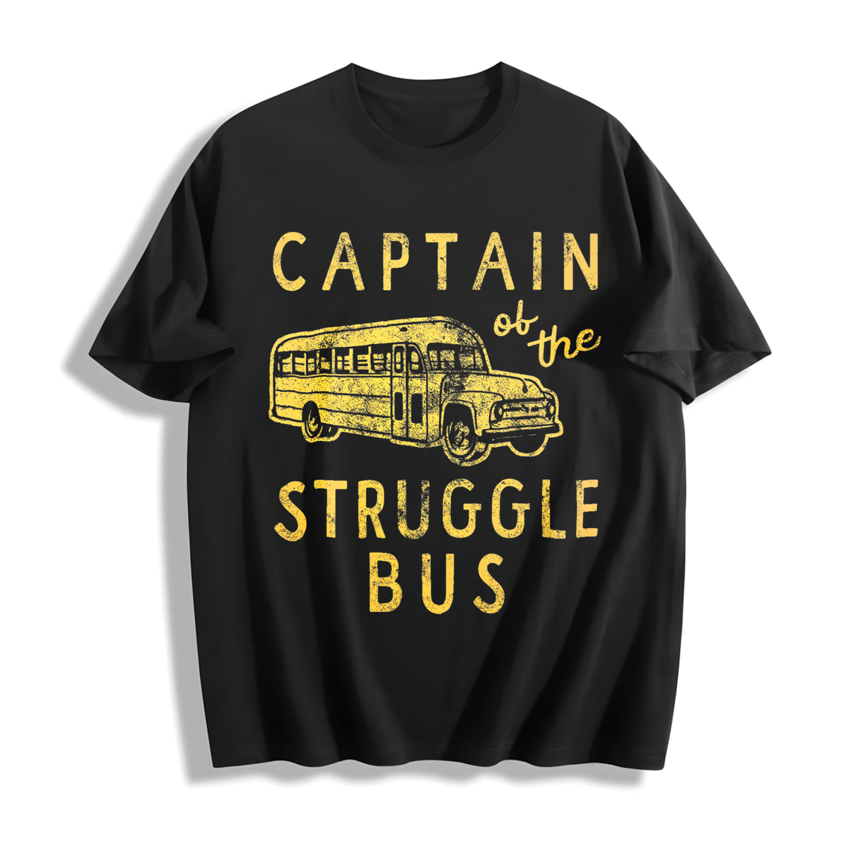 Captain of the Struggle Bus Sarcastic School Bus Novelty Cotton T-Shirt in Black