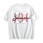 Custom Baseball Number Cotton T-Shirt in White