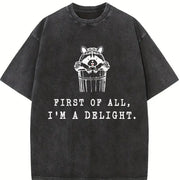 I'm a Delight Cute Raccoon Vintage Washed T-Shirt in Black