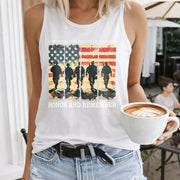 Land of the Free Because of the Brave Honor and Remember Women's Color Cotton Tank Top in White
