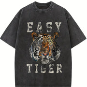 Easy Tiger distressed -chic vintage washed oversized T-shirt in Black