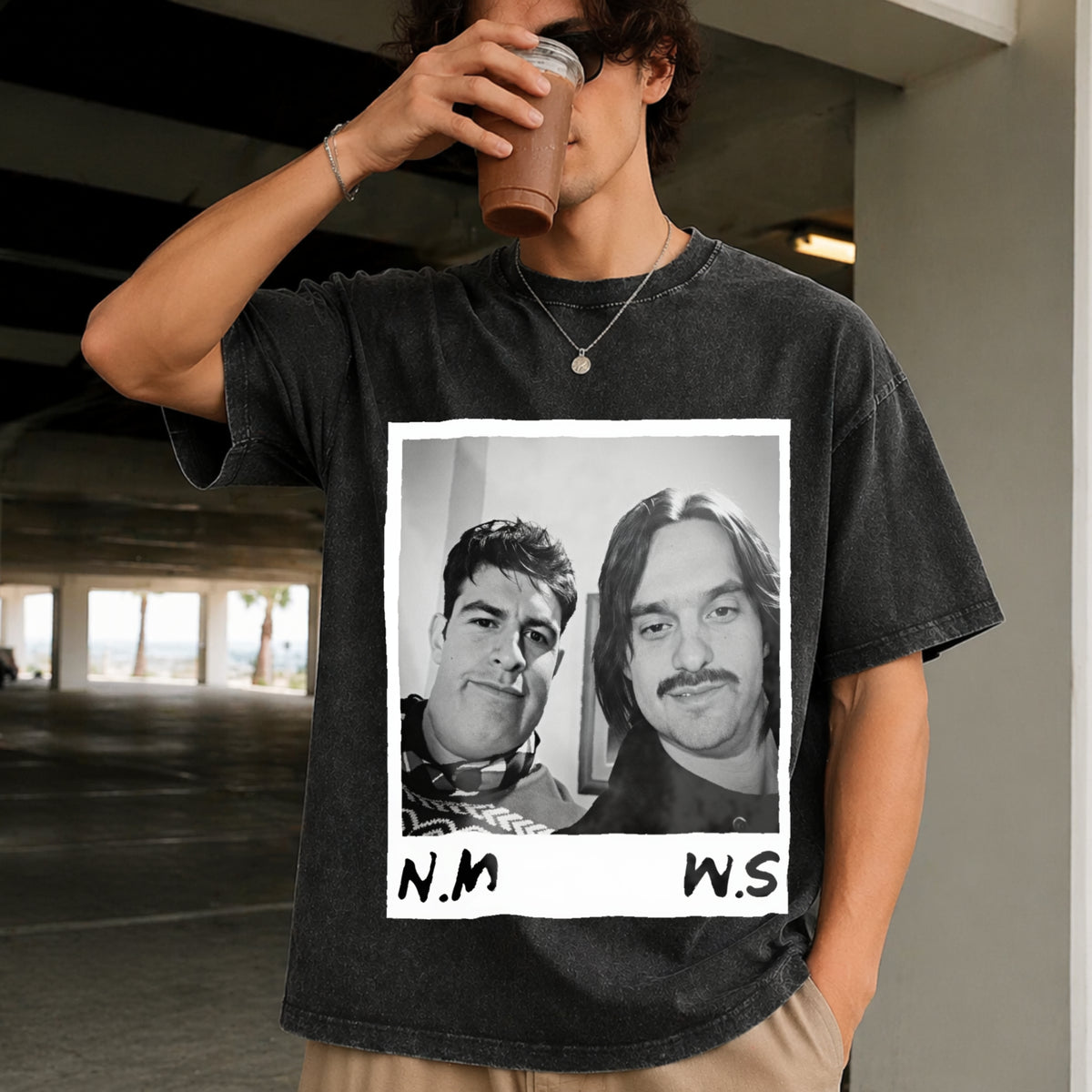 Nick Miller & Schmidt Vintage Washed T-Shirt in Black