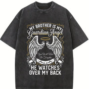 My Brother Is My Guardian Vintage Washed T-Shirt in Black