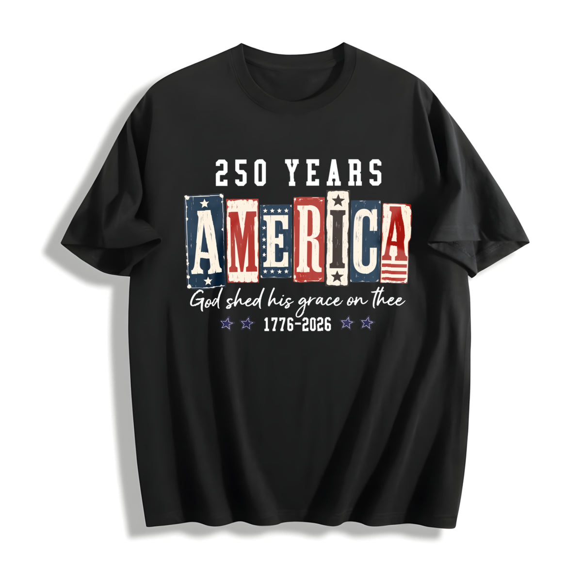 Christian American Flag Cotton T-Shirt in Black