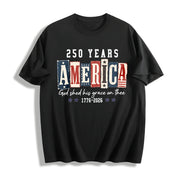 Christian American Flag Cotton T-Shirt in Black
