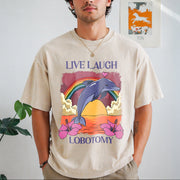 Live Laugh Lobotomy Vintage Washed T-Shirt in Beige
