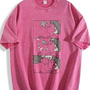 Ponyo Studio Ghibli Anime vintage washed oversized T-shirt in Red