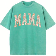 Mama Floral Mama Mothers Day vintage washed oversized T-shirt in Blue